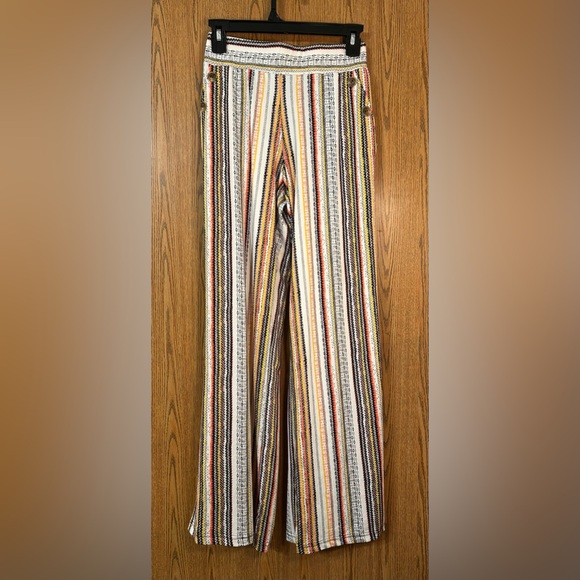 Robert Louis Pants - Robert Louis Wide Leg Lightweight Multicolored Striped Pants